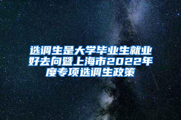 选调生是大学毕业生就业好去向暨上海市2022年度专项选调生政策