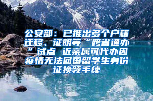 公安部：已推出多个户籍迁移、证明等“跨省通办”试点 近亲属可代办因疫情无法回国留学生身份证换领手续