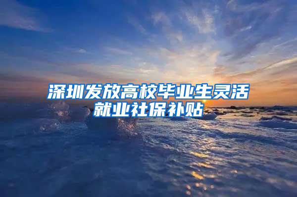 深圳发放高校毕业生灵活就业社保补贴