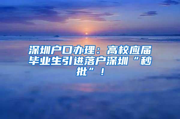 深圳户口办理：高校应届毕业生引进落户深圳“秒批”！