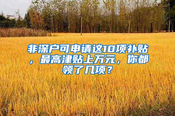 非深户可申请这10项补贴，最高津贴上万元，你都领了几项？