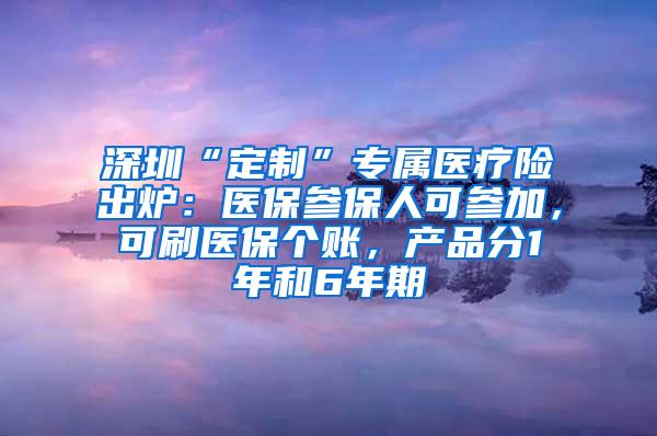 深圳“定制”专属医疗险出炉：医保参保人可参加，可刷医保个账，产品分1年和6年期