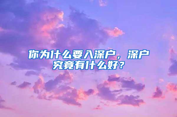 你为什么要入深户，深户究竟有什么好？