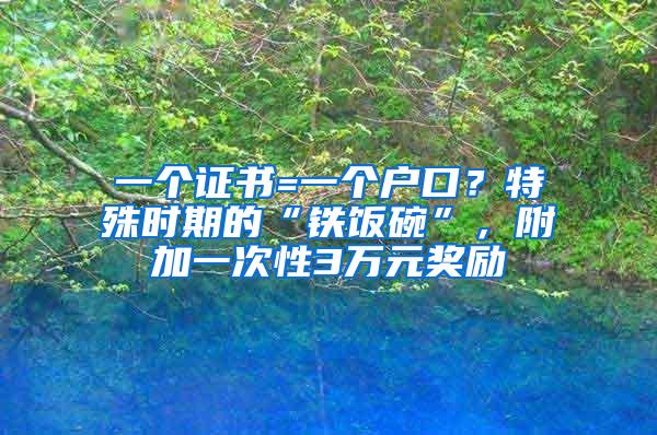 一个证书=一个户口？特殊时期的“铁饭碗”，附加一次性3万元奖励