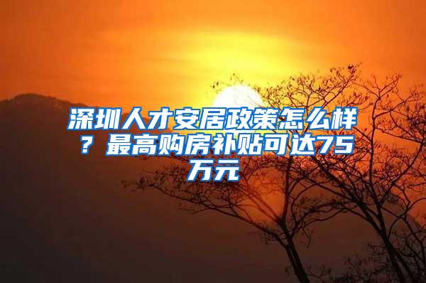 深圳人才安居政策怎么样？最高购房补贴可达75万元