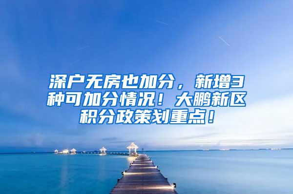 深户无房也加分，新增3种可加分情况！大鹏新区积分政策划重点！