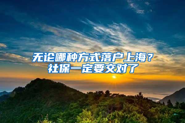 无论哪种方式落户上海？社保一定要交对了