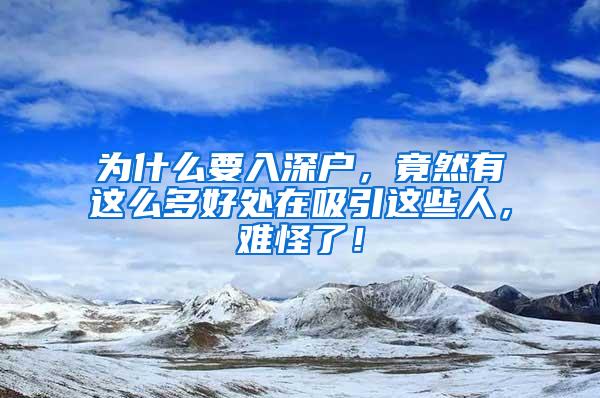 为什么要入深户，竟然有这么多好处在吸引这些人，难怪了！