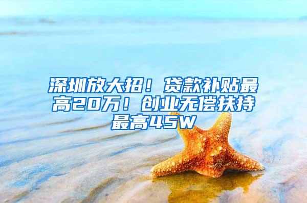 深圳放大招！贷款补贴最高20万！创业无偿扶持最高45W