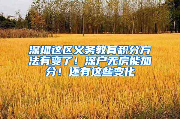 深圳这区义务教育积分方法有变了！深户无房能加分！还有这些变化