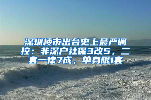 深圳楼市出台史上最严调控：非深户社保3改5，二套一律7成，单身限1套