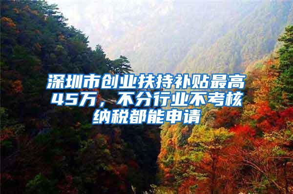 深圳市创业扶持补贴最高45万，不分行业不考核纳税都能申请