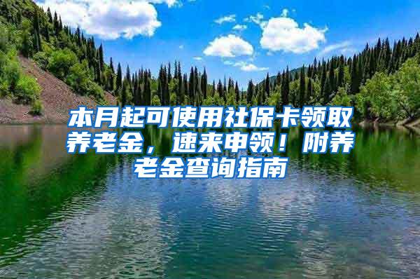 本月起可使用社保卡领取养老金，速来申领！附养老金查询指南→