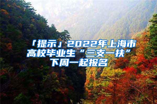 「提示」2022年上海市高校毕业生“三支一扶”下周一起报名