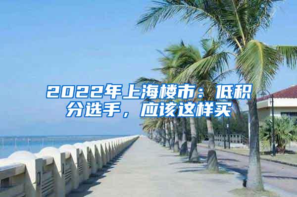 2022年上海楼市：低积分选手，应该这样买