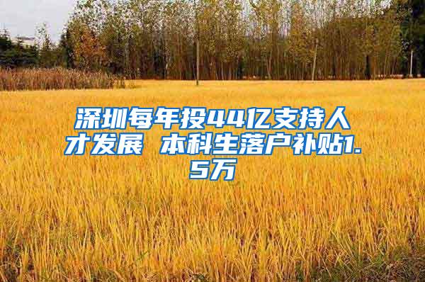 深圳每年投44亿支持人才发展 本科生落户补贴1.5万