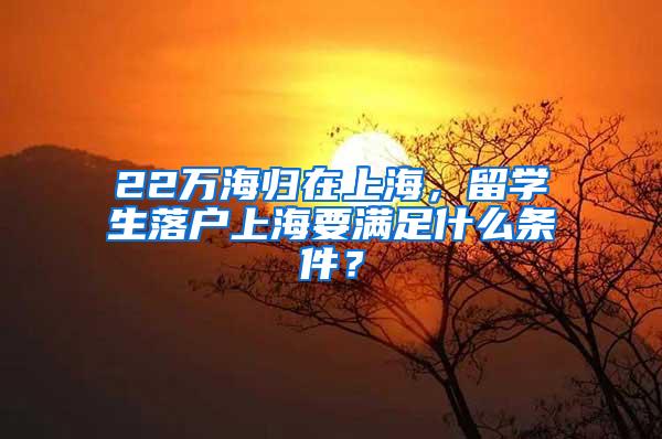 22万海归在上海，留学生落户上海要满足什么条件？