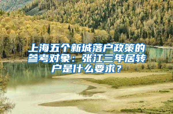 上海五个新城落户政策的参考对象：张江三年居转户是什么要求？