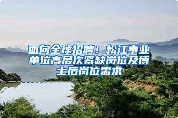 面向全球招聘！松江事业单位高层次紧缺岗位及博士后岗位需求→