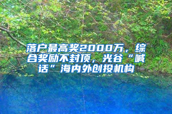 落户最高奖2000万，综合奖励不封顶，光谷“喊话”海内外创投机构