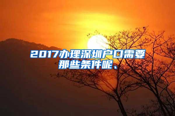 2017办理深圳户口需要那些条件呢、