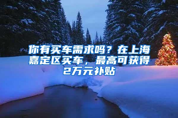 你有买车需求吗？在上海嘉定区买车，最高可获得2万元补贴