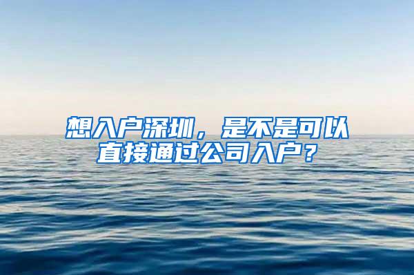 想入户深圳，是不是可以直接通过公司入户？