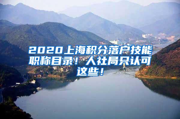 2020上海积分落户技能职称目录！人社局只认可这些！