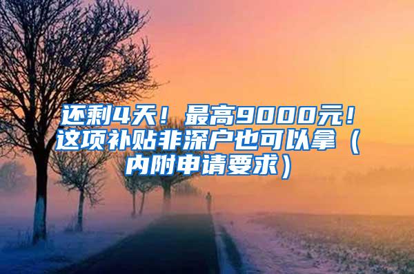 还剩4天！最高9000元！这项补贴非深户也可以拿（内附申请要求）