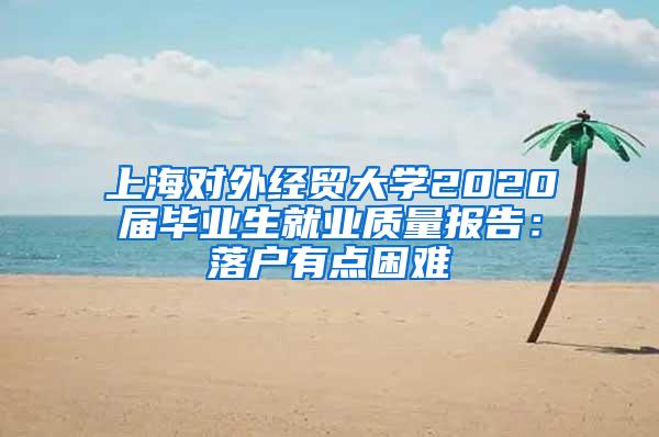 上海对外经贸大学2020届毕业生就业质量报告：落户有点困难