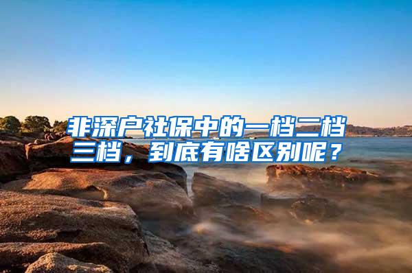 非深户社保中的一档二档三档，到底有啥区别呢？