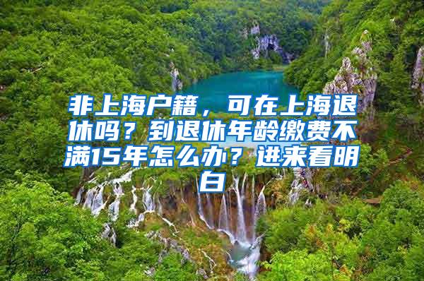 非上海户籍，可在上海退休吗？到退休年龄缴费不满15年怎么办？进来看明白