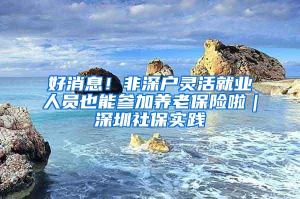 好消息！非深户灵活就业人员也能参加养老保险啦｜深圳社保实践④