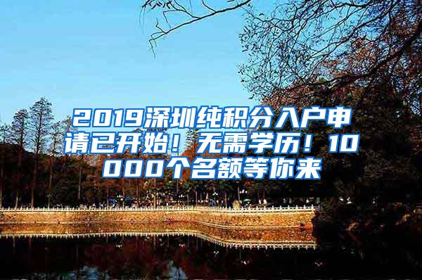 2019深圳纯积分入户申请已开始！无需学历！10000个名额等你来