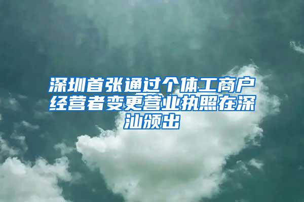 深圳首张通过个体工商户经营者变更营业执照在深汕颁出