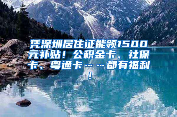 凭深圳居住证能领1500元补贴！公积金卡、社保卡、粤通卡……都有福利！