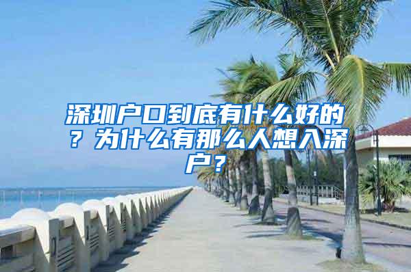 深圳户口到底有什么好的？为什么有那么人想入深户？