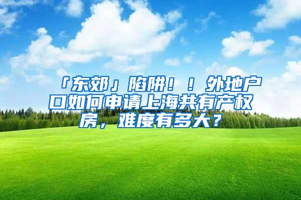 「东郊」陷阱！！外地户口如何申请上海共有产权房，难度有多大？