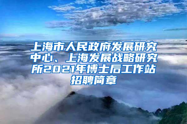 上海市人民政府发展研究中心、上海发展战略研究所2021年博士后工作站招聘简章