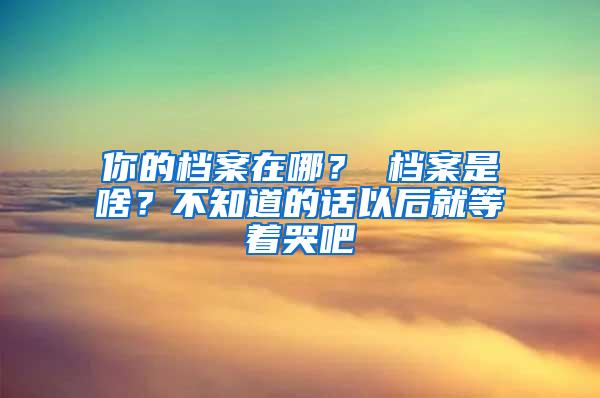 你的档案在哪？ 档案是啥？不知道的话以后就等着哭吧