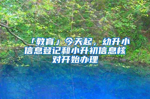 「教育」今天起，幼升小信息登记和小升初信息核对开始办理