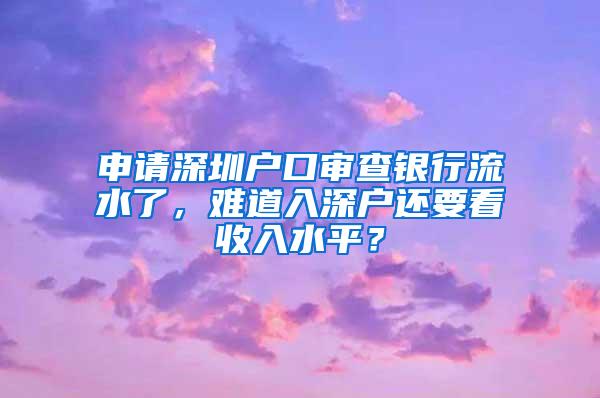 申请深圳户口审查银行流水了，难道入深户还要看收入水平？