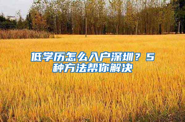 低学历怎么入户深圳？5种方法帮你解决