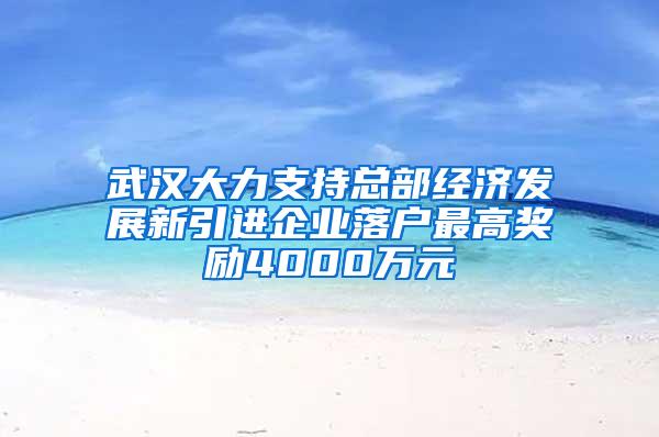 武汉大力支持总部经济发展新引进企业落户最高奖励4000万元