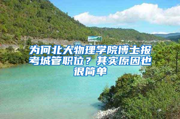 为何北大物理学院博士报考城管职位？其实原因也很简单