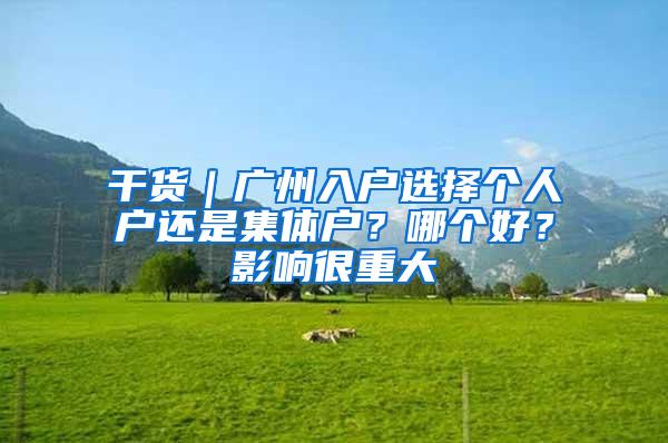 干货｜广州入户选择个人户还是集体户？哪个好？影响很重大