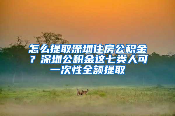 怎么提取深圳住房公积金？深圳公积金这七类人可一次性全额提取