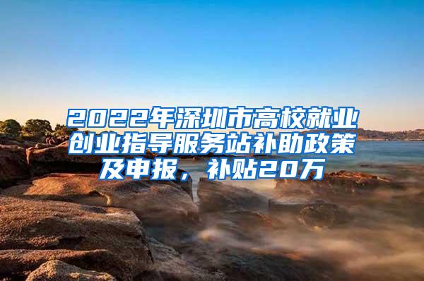 2022年深圳市高校就业创业指导服务站补助政策及申报，补贴20万