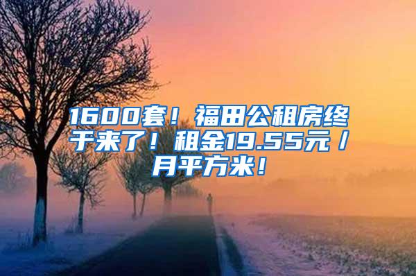 1600套！福田公租房终于来了！租金19.55元／月平方米！