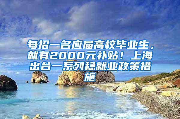 每招一名应届高校毕业生，就有2000元补贴！上海出台一系列稳就业政策措施